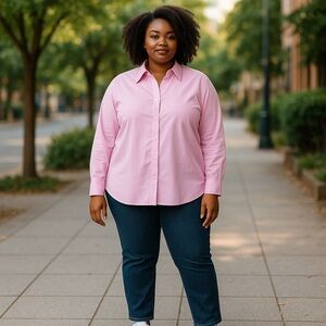 Eddie Bauer Wrinkle-Resistant Pink Button Down Shirt Women’s Size 1X